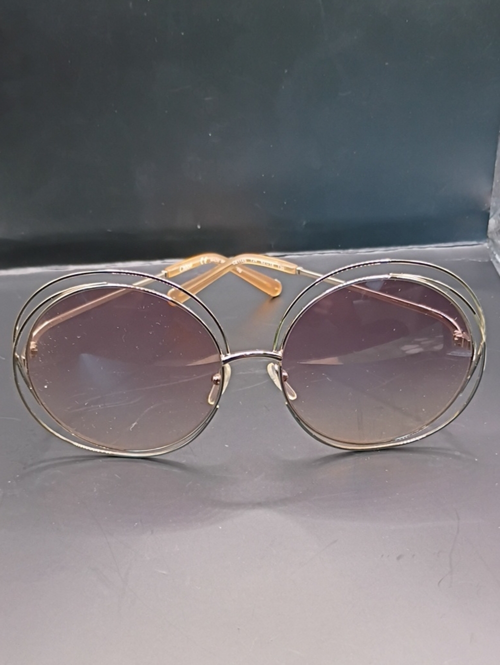 Chloe Round Framed Purple Tinted Sunglasses - Picture 2 of 8